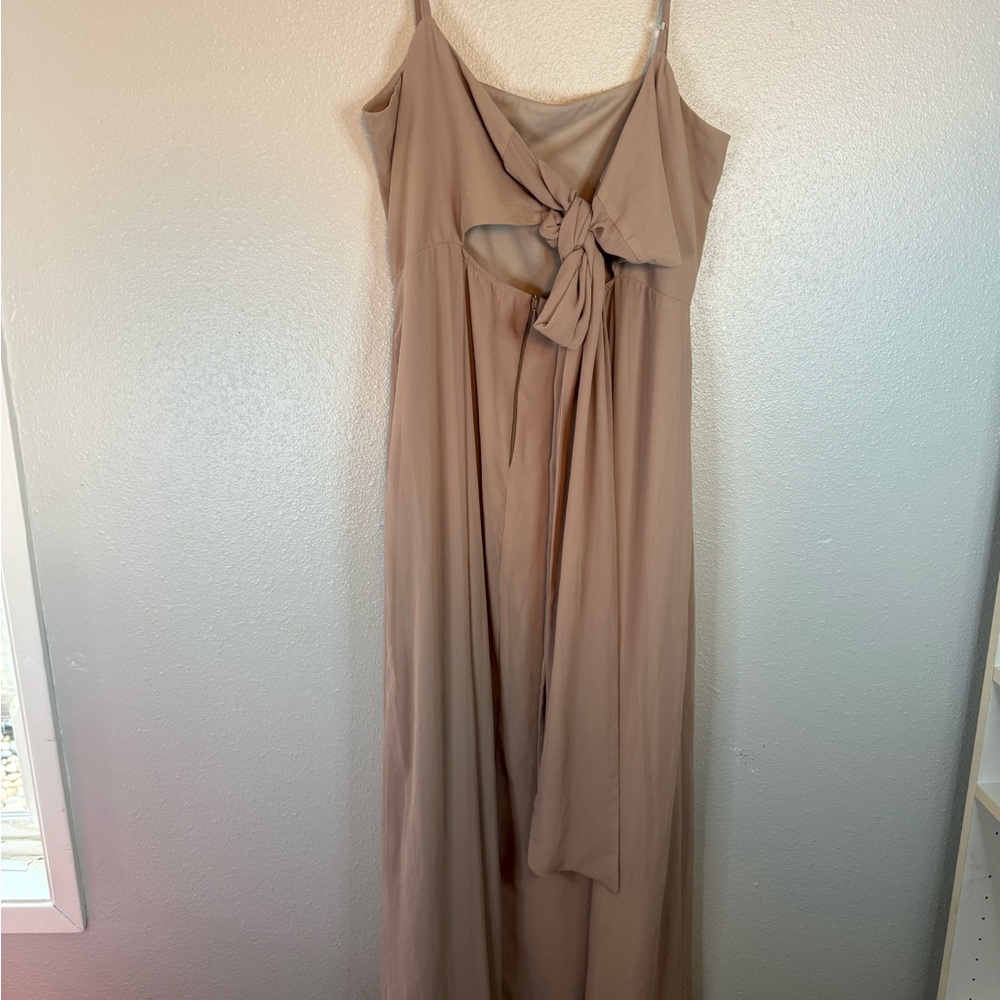 Show Me Your MuMu Taupe Tie-Front Maxi Dress